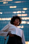 woman in white dress shirt