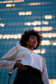woman in white dress shirt