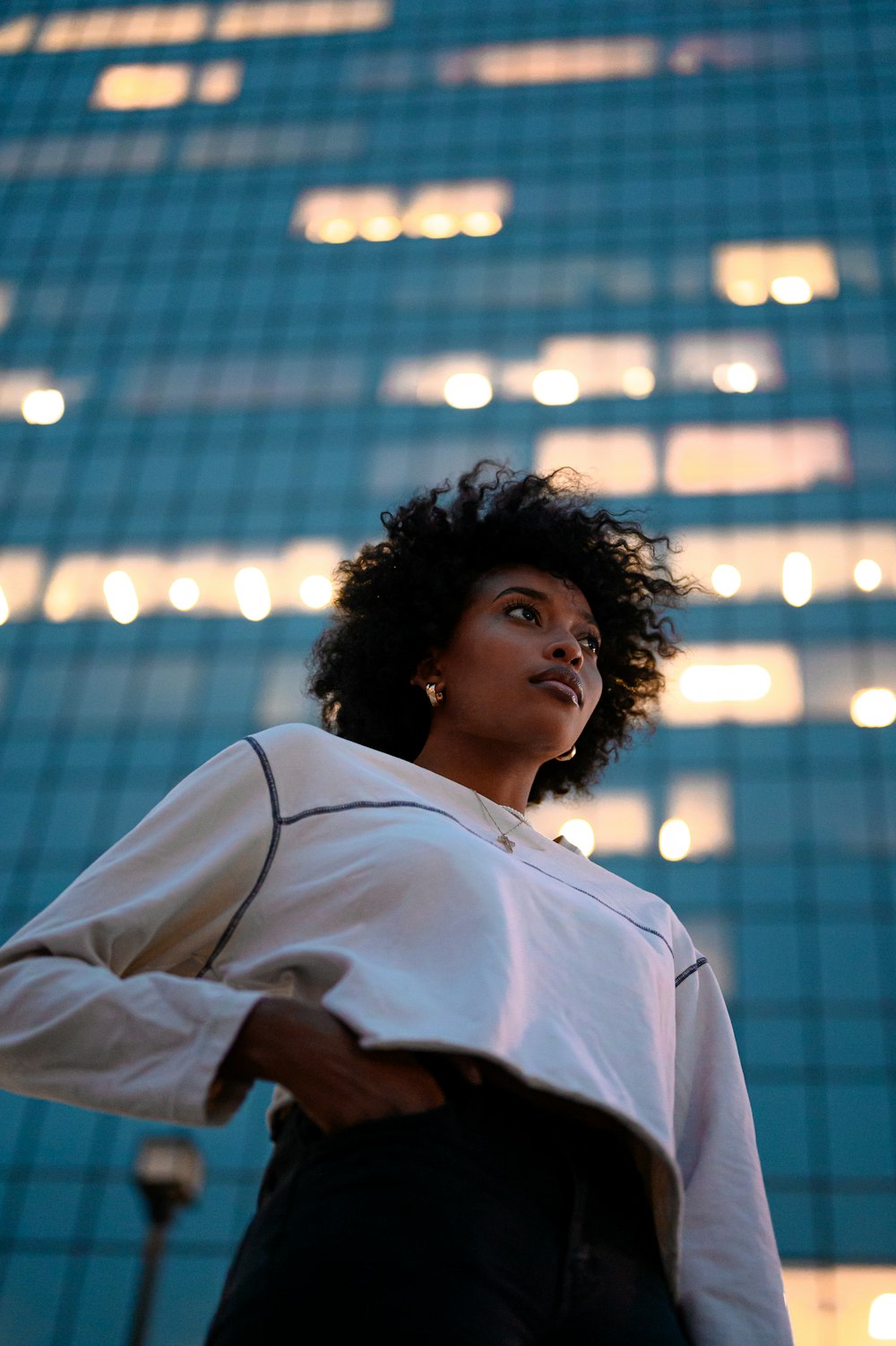 woman in white dress shirt