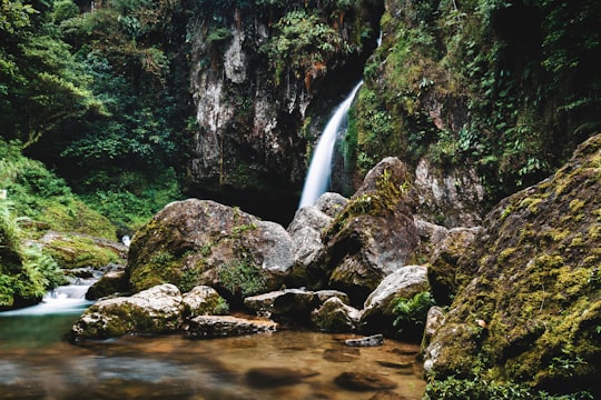 waterfalls on rocky shore during daytime in Cuetzalan Mexico