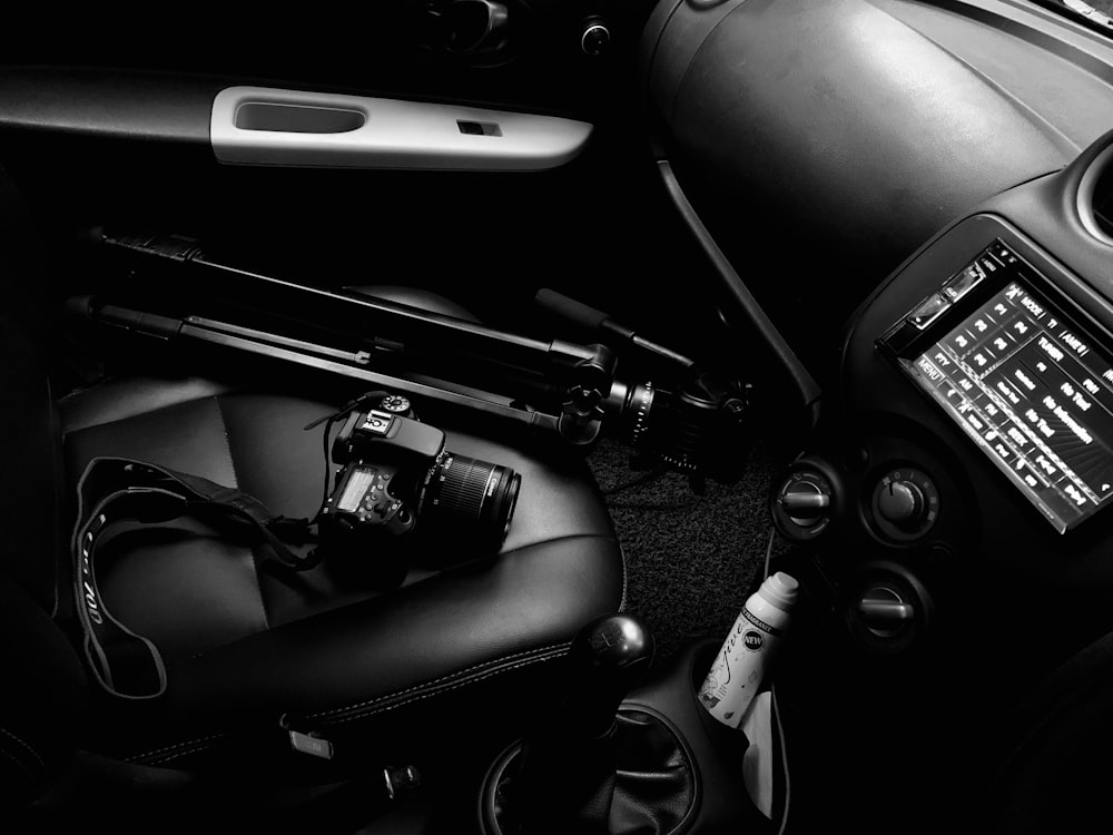 black and silver car interior