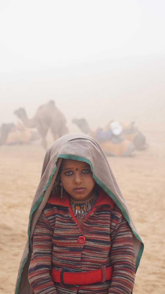 woman in green and white hijab in Jaisalmer India