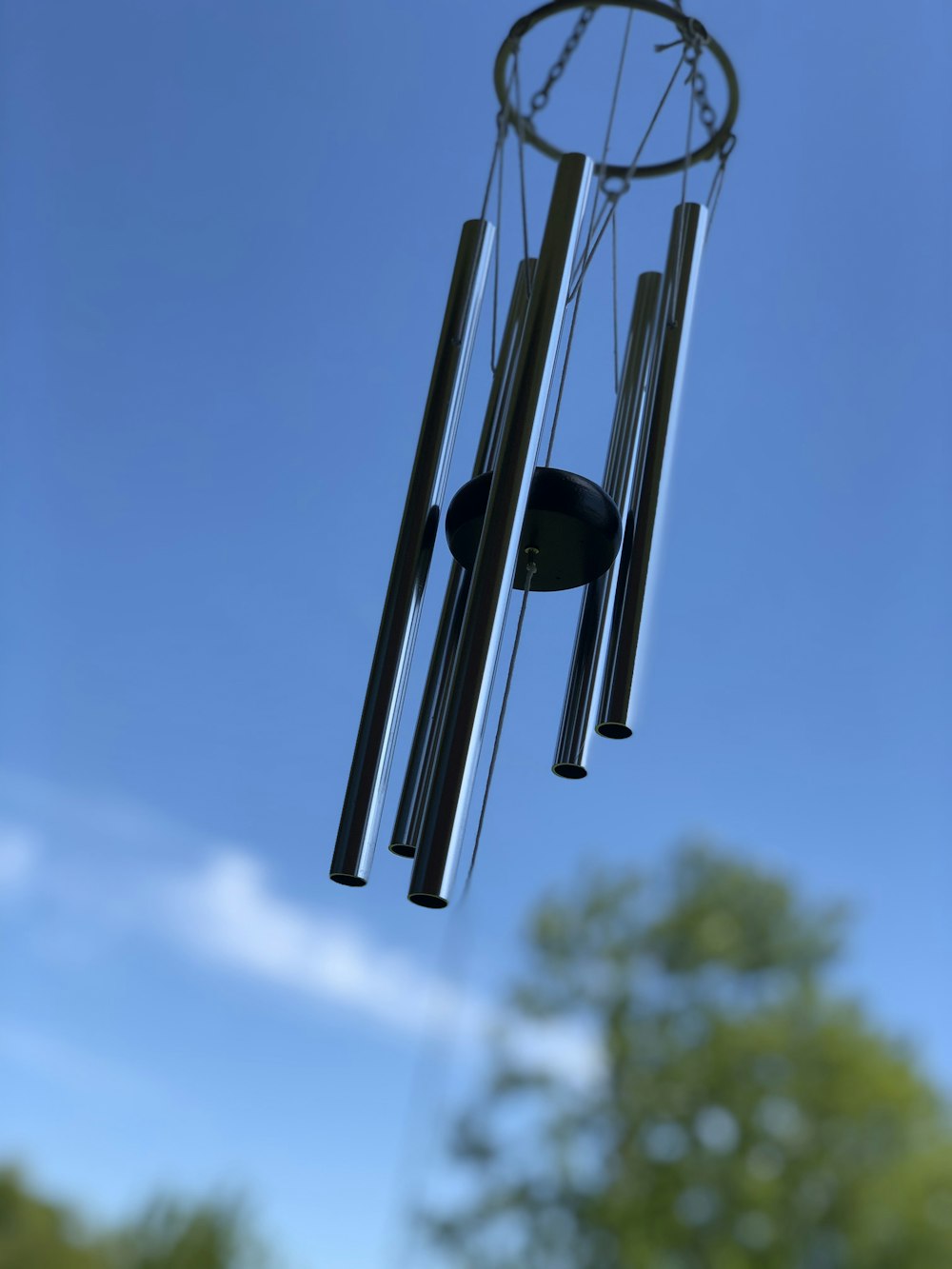 silver and black wind chime