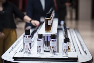 clear glass bottles on table