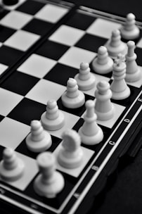 white and black chess pieces