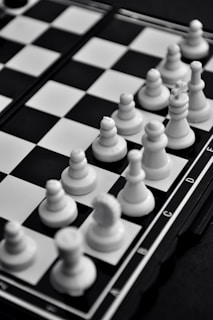 white and black chess pieces