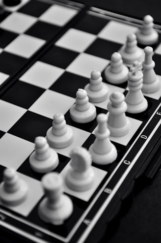 white and black chess pieces