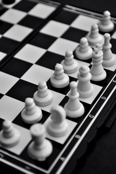 white and black chess pieces