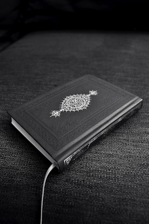 black and white hardbound book