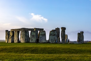 Stonehenge rock formation under blue skies