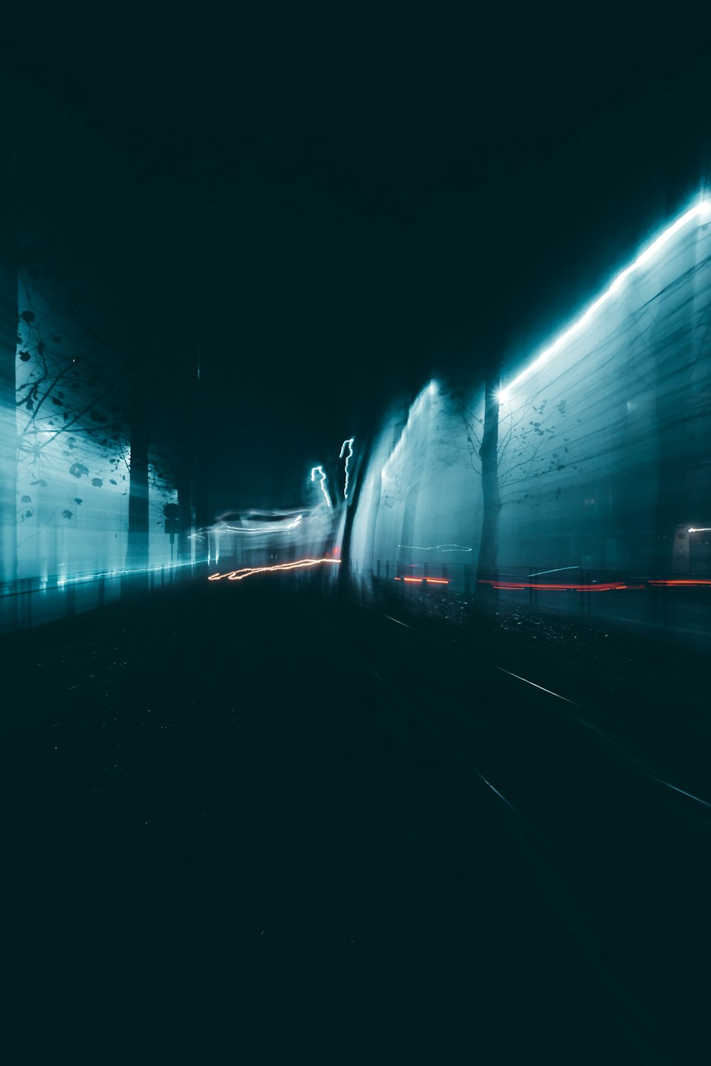 blue light in tunnel during daytime