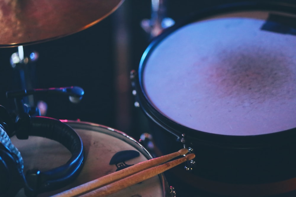 black and white drum set