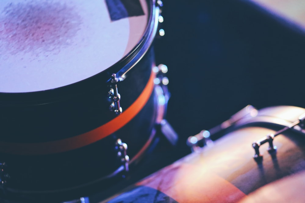 black and white drum set