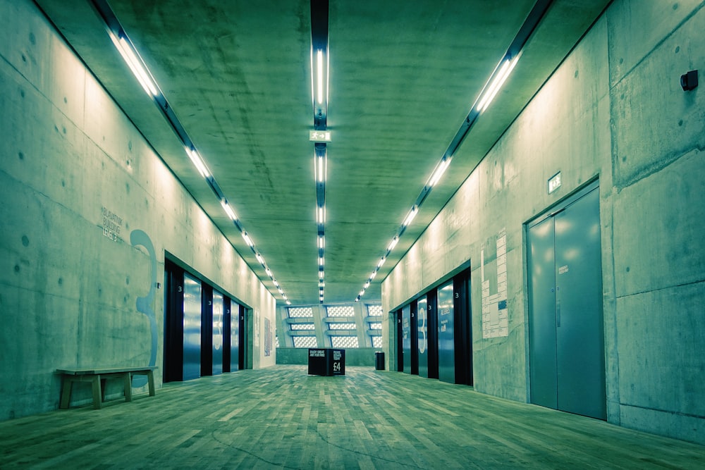 empty hallway with green walls