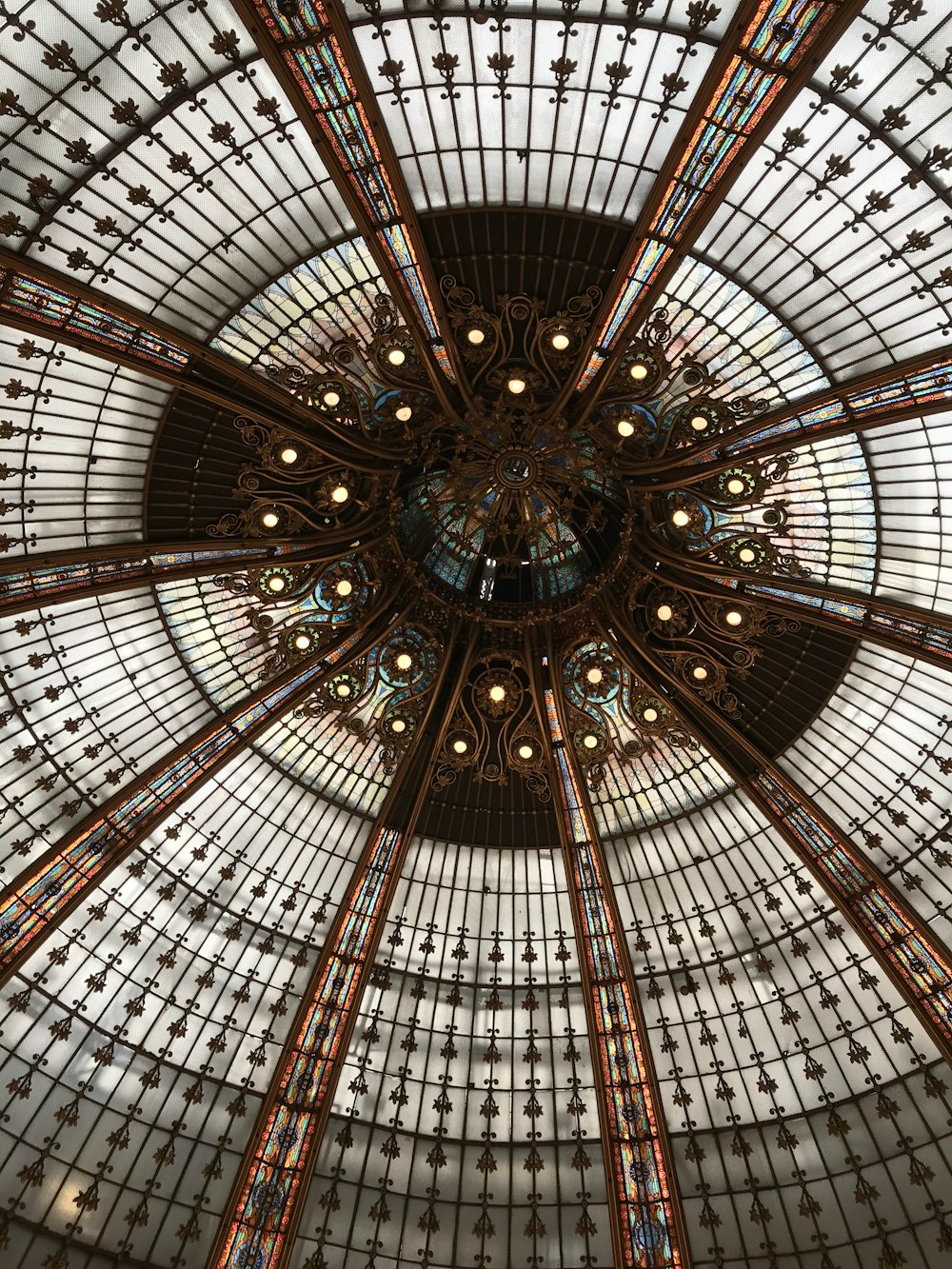 brown and blue ceiling with glass roof
