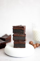 chocolate cake on white ceramic plate