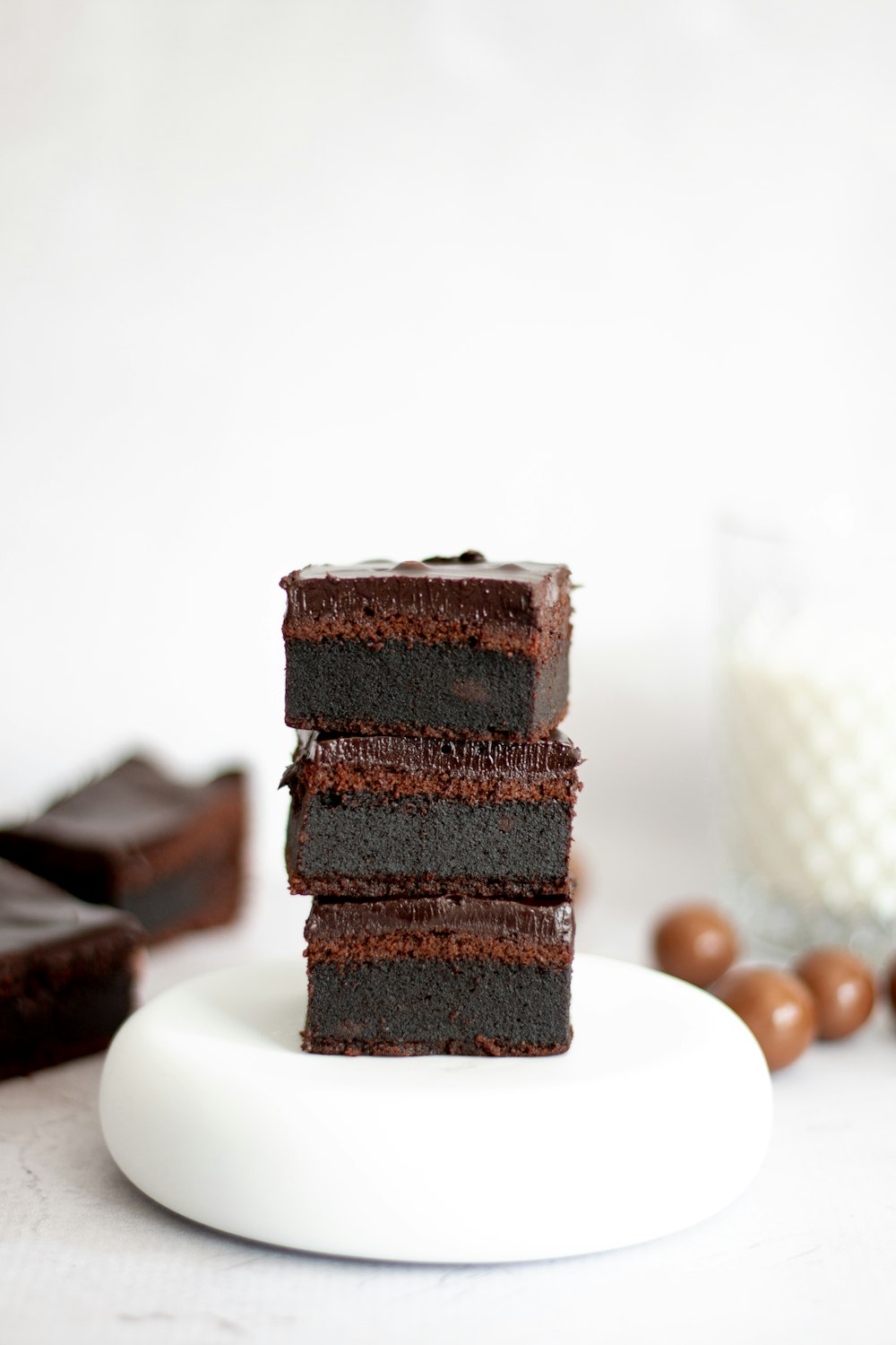 chocolate cake on white ceramic plate