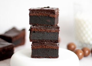 chocolate cake on white ceramic plate