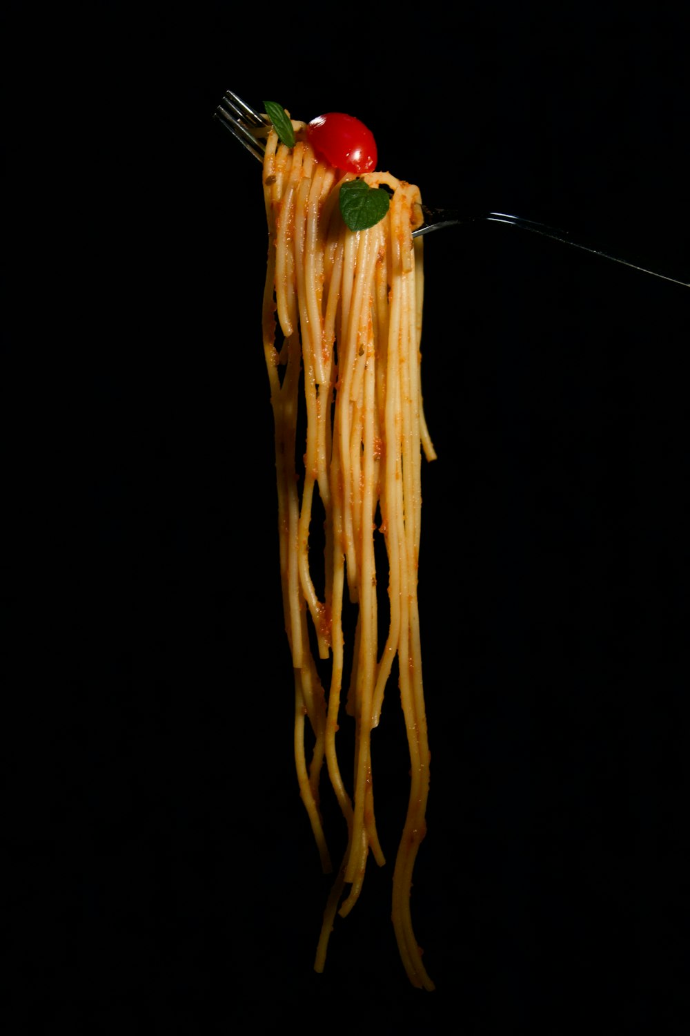 orange and green flower in black background