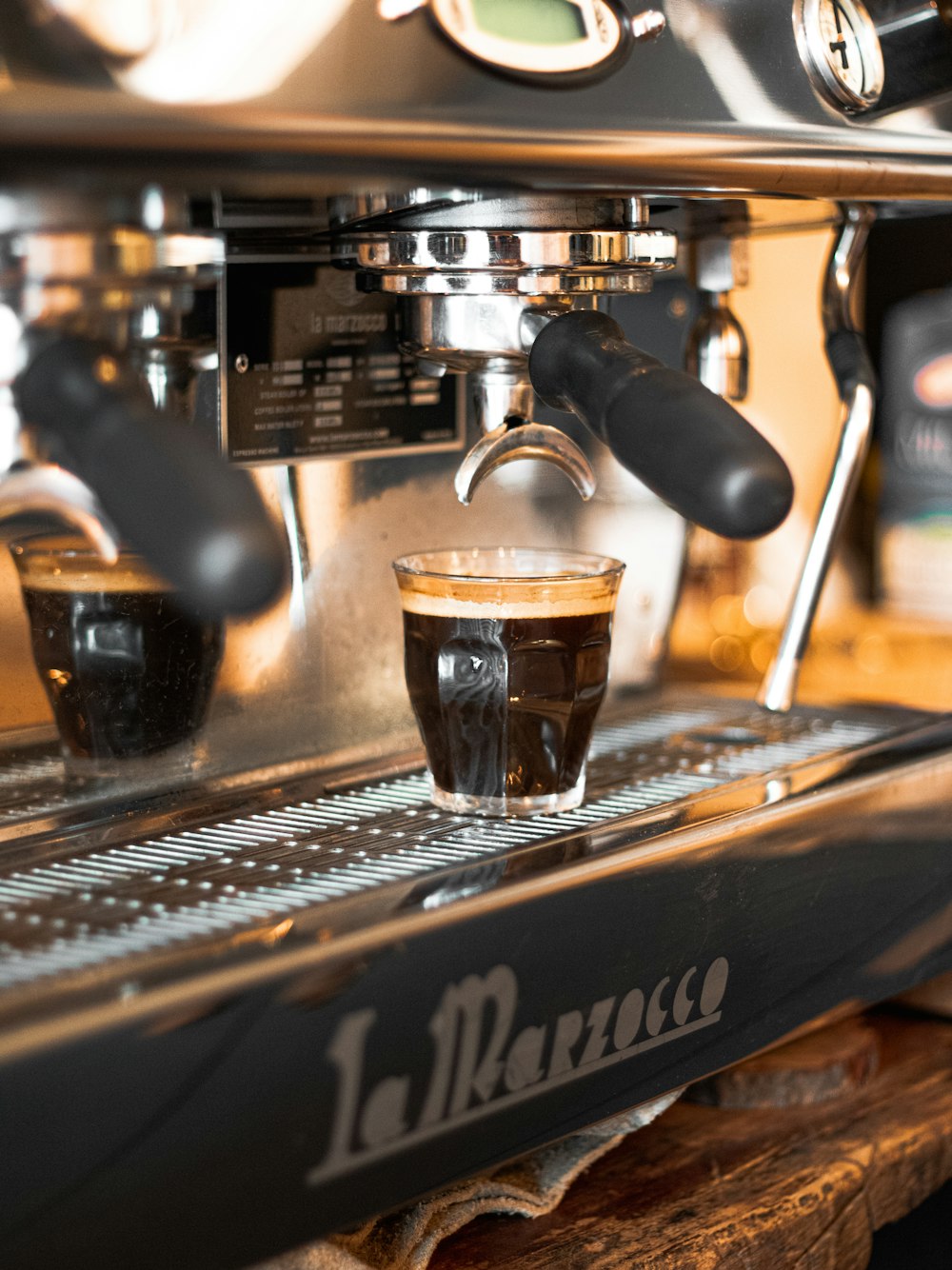 black and silver espresso machine