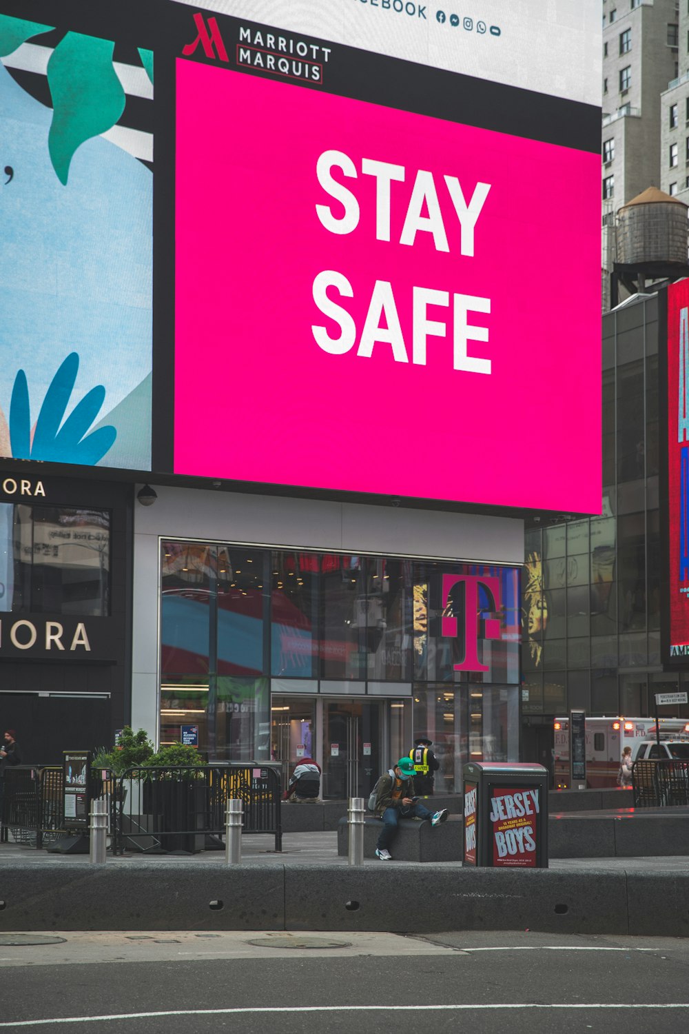 a large advertisement on the side of a building