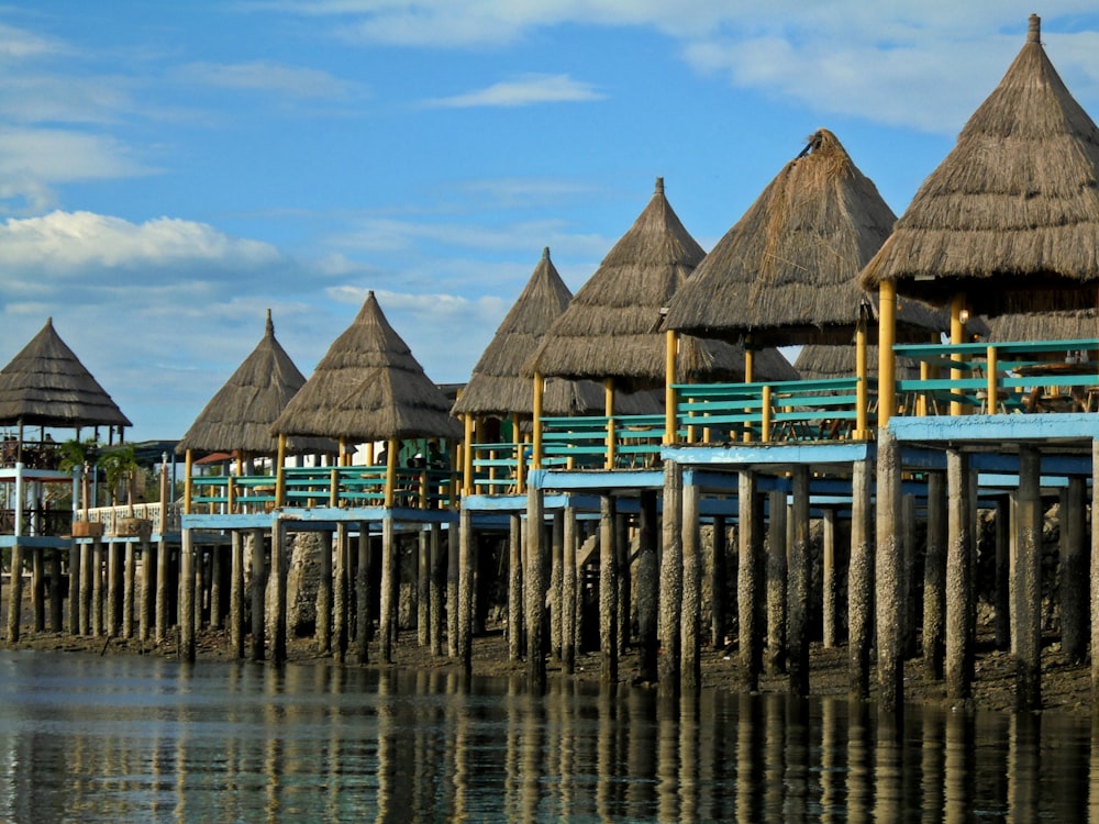 brown wooden houses on water during daytime