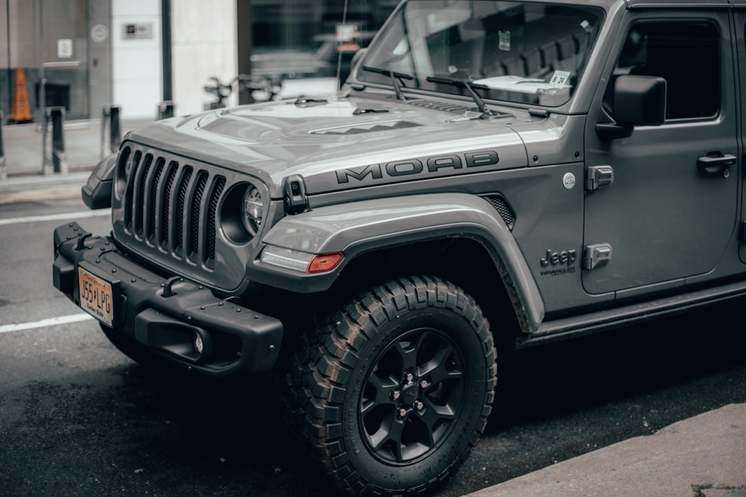 grayscale photo of jeep wrangler