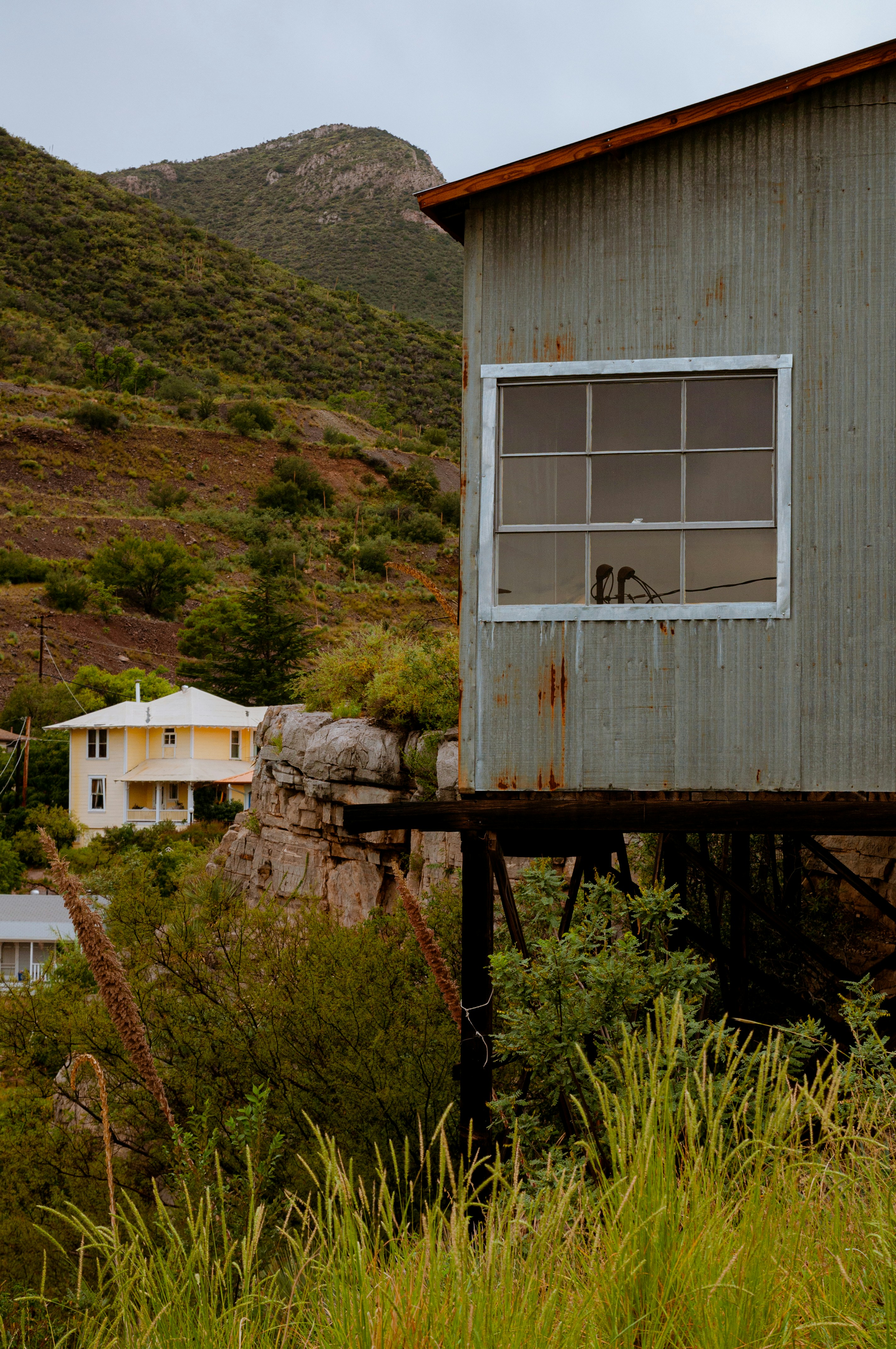 Rusty Tin Texture with Mountains in Background - Bisbee AZ