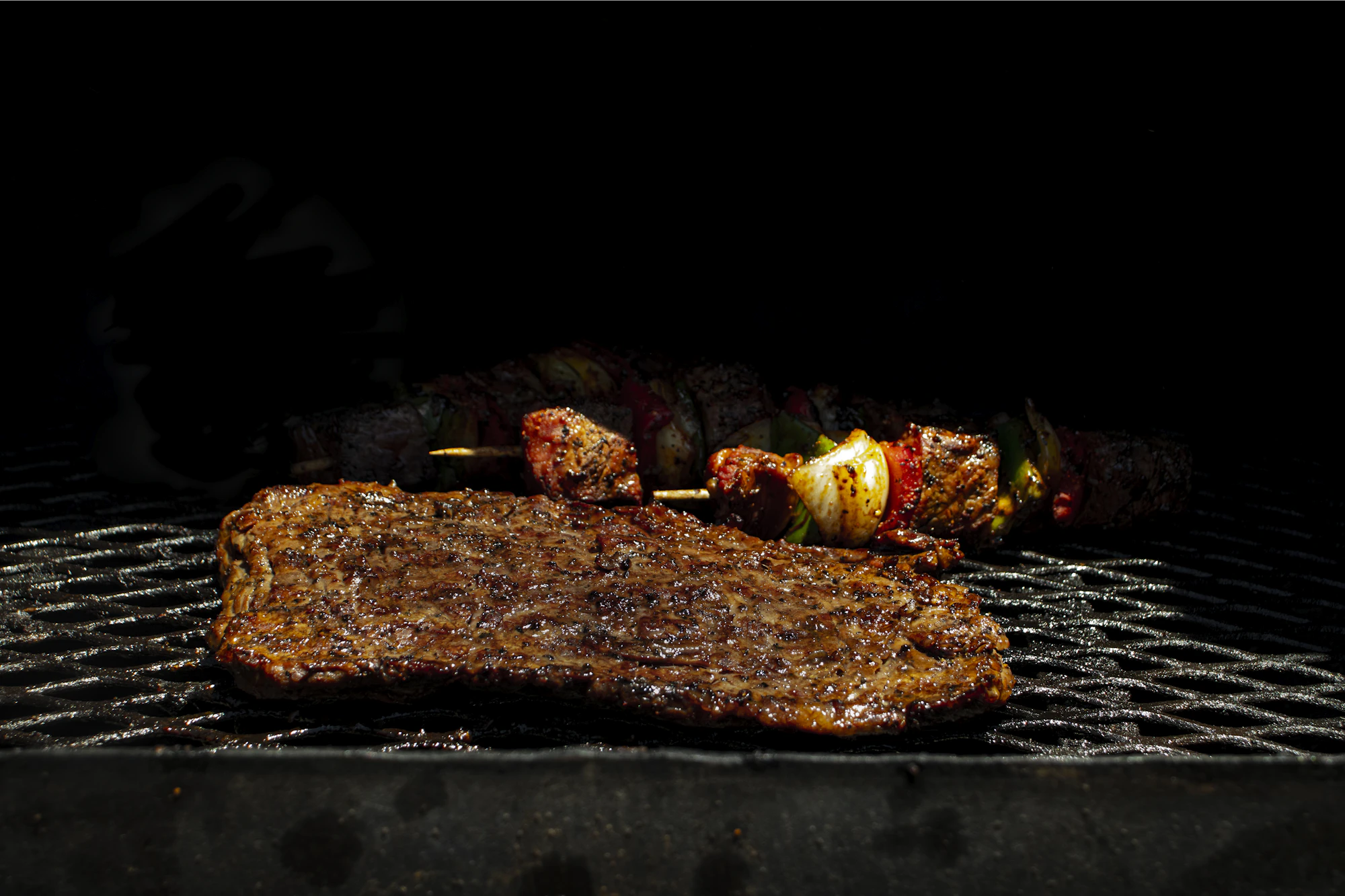 Meat sizzling on the grill