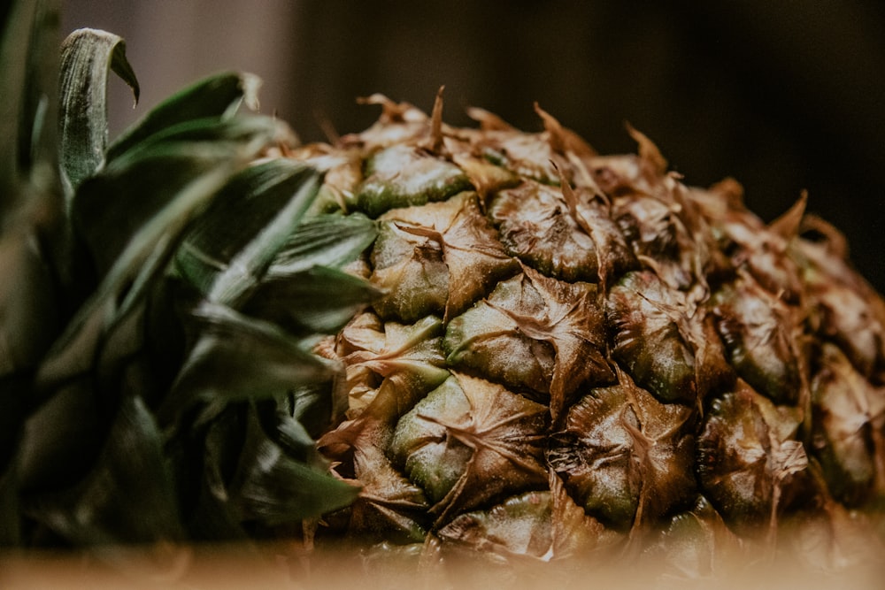 green and yellow pineapple fruit