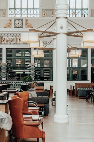 An elegant clubhouse with comfortable seating and social spaces.