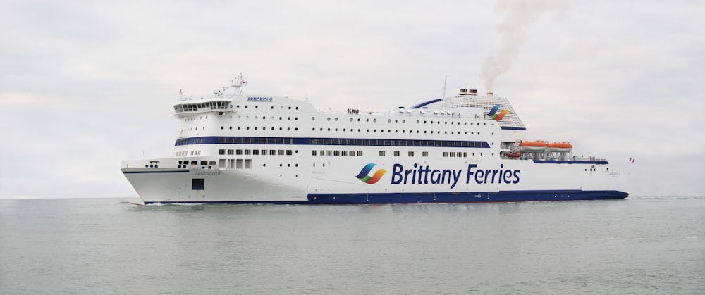 Crucero blanco y azul en el mar durante el día