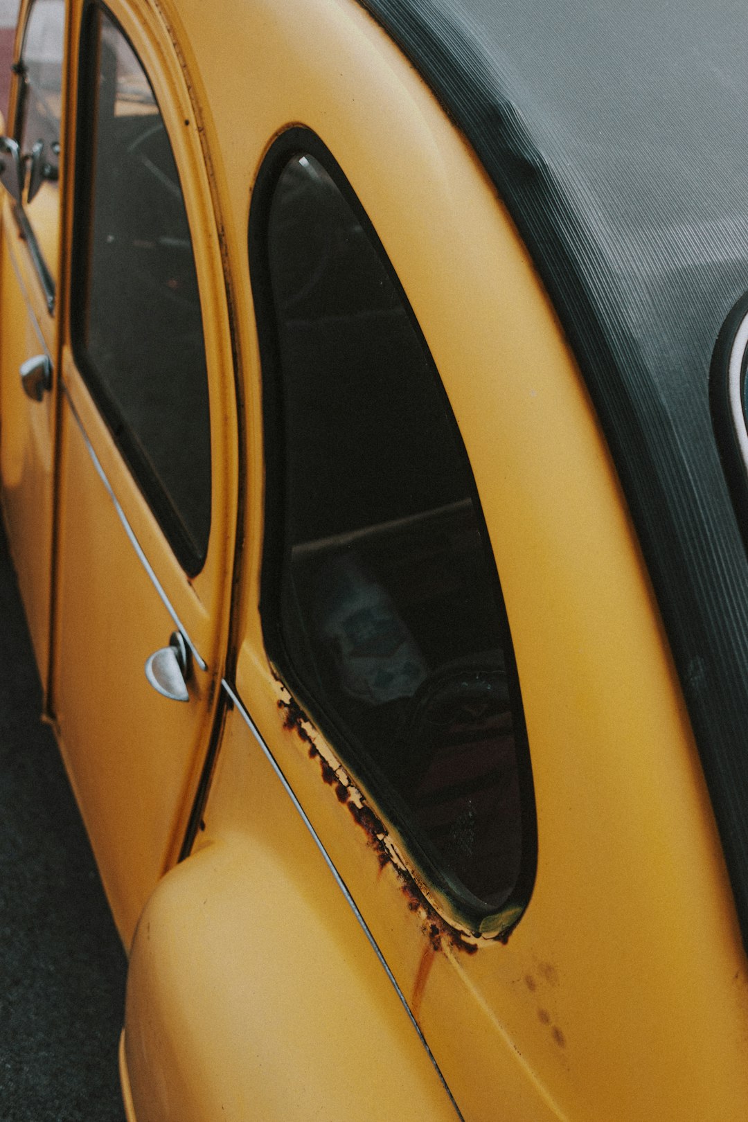yellow car with opened door