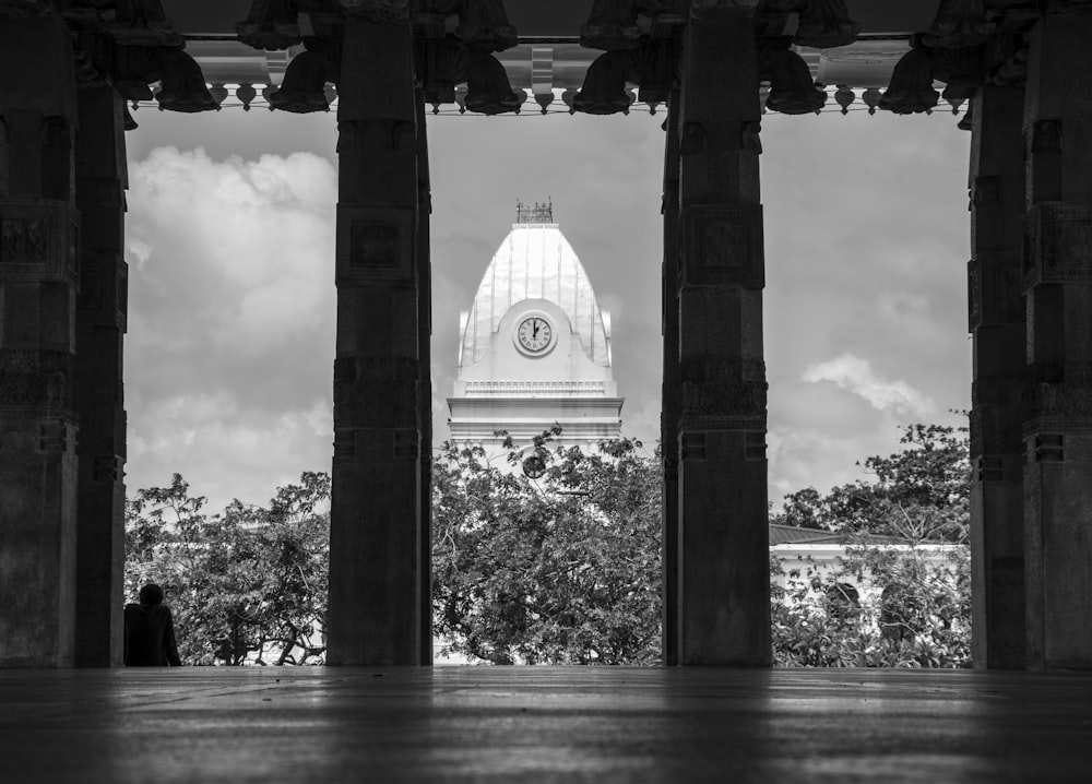 grayscale photo of a building