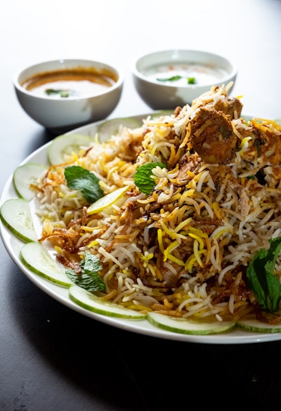 cooked food on white ceramic plate