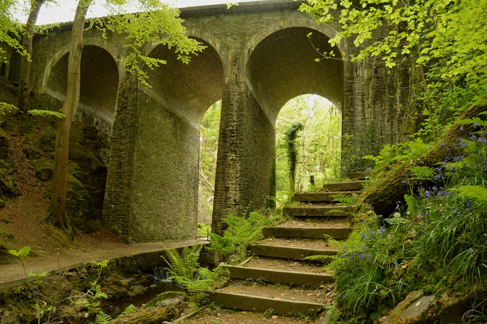 Braune Betonbrücke tagsüber