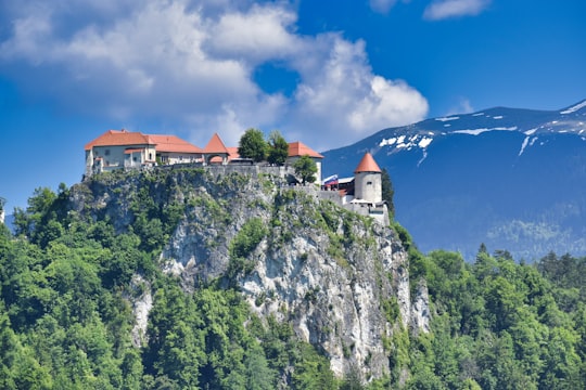 white and brown concrete house on top of mountain during daytime in Straza hill above Lake Bled Slovenia