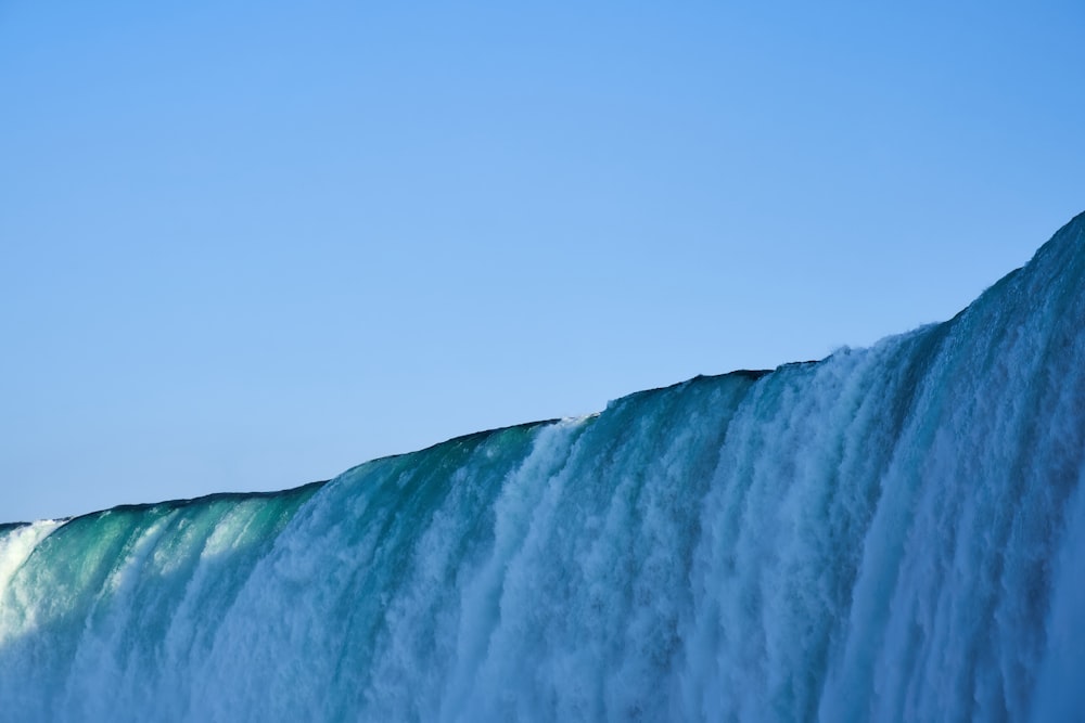 blue and white water falls