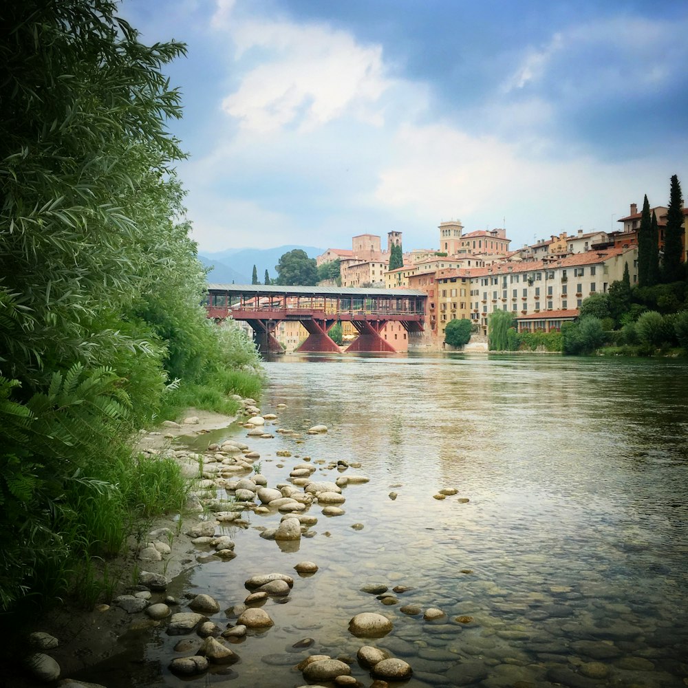 brown concrete bridge over river