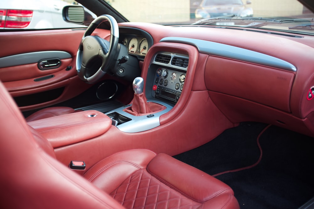 red and black car interior