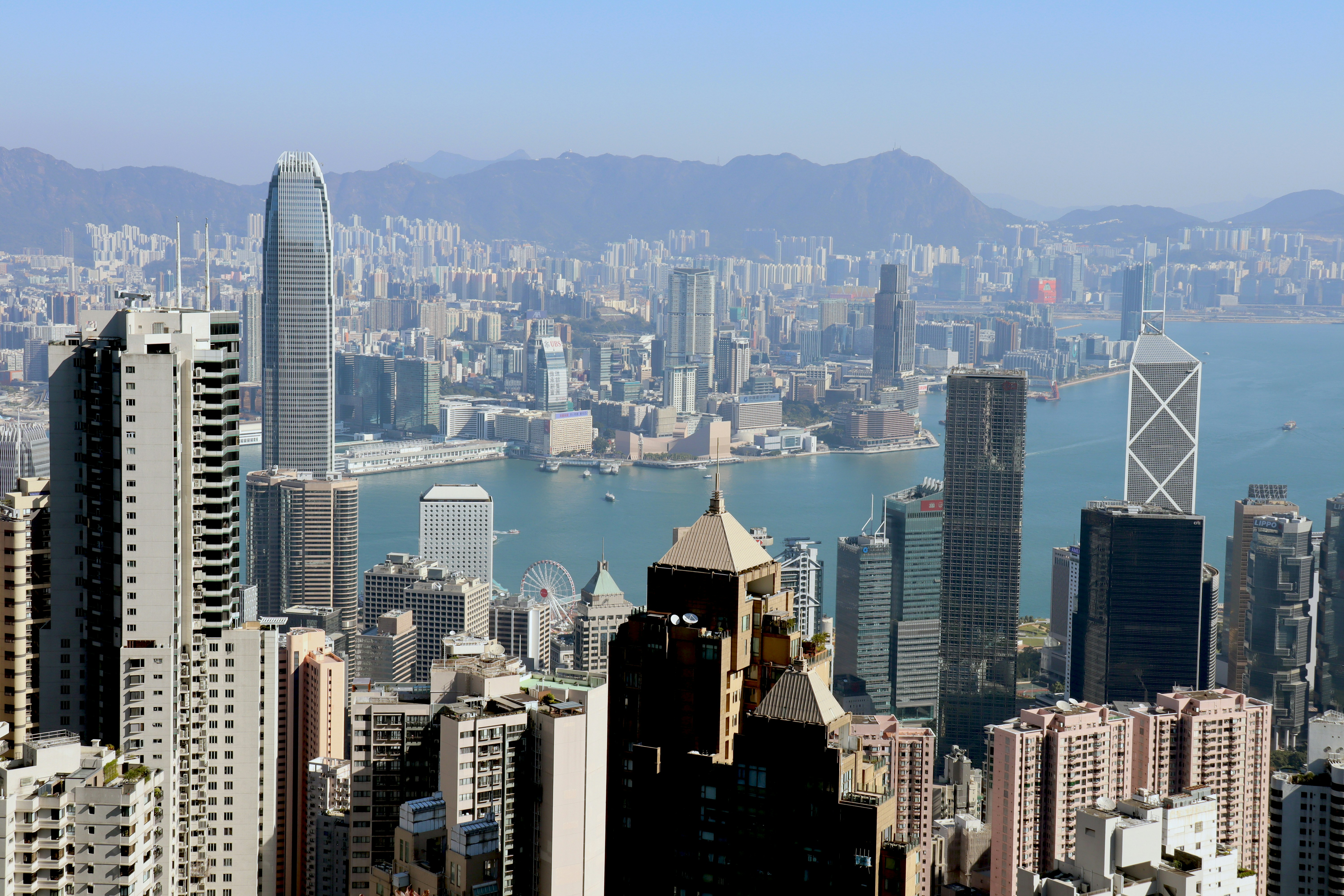 aerial view of city buildings during daytime, Hong Kong city skyline.