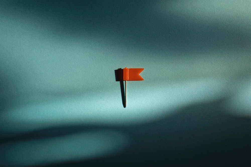 orange and black umbrella on white surface