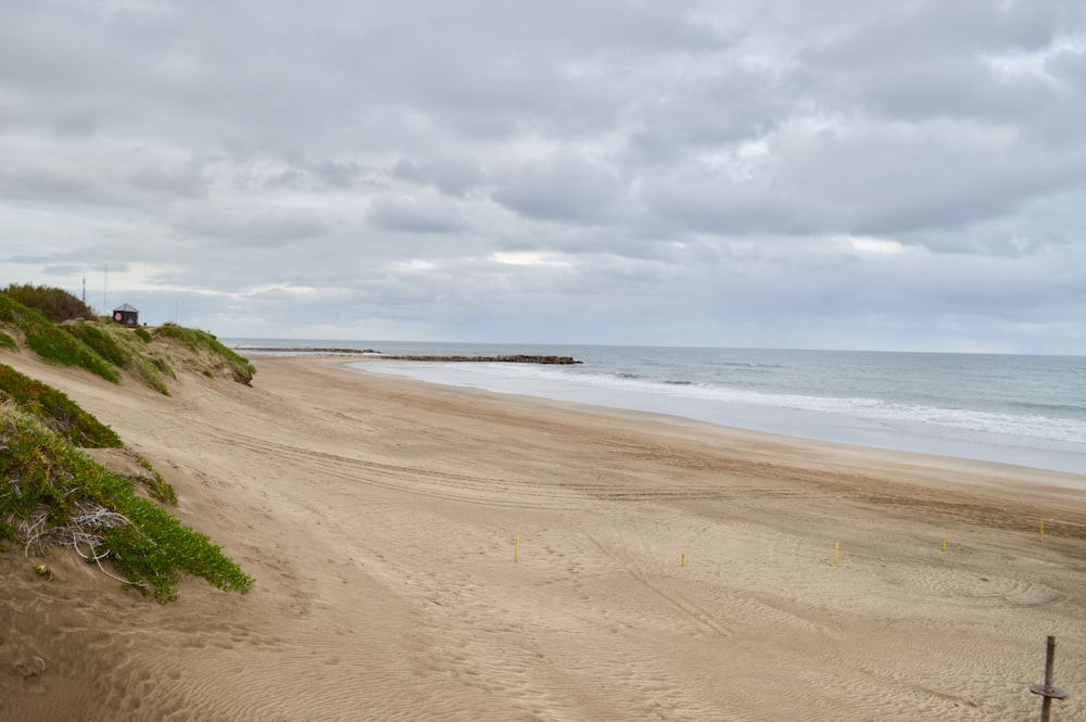 beach shore under cloudy sky during daytime