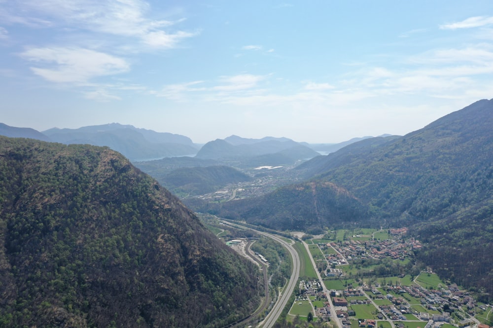 aerial view of city near mountain during daytime