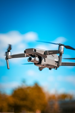 black and gray drone in mid air during daytime