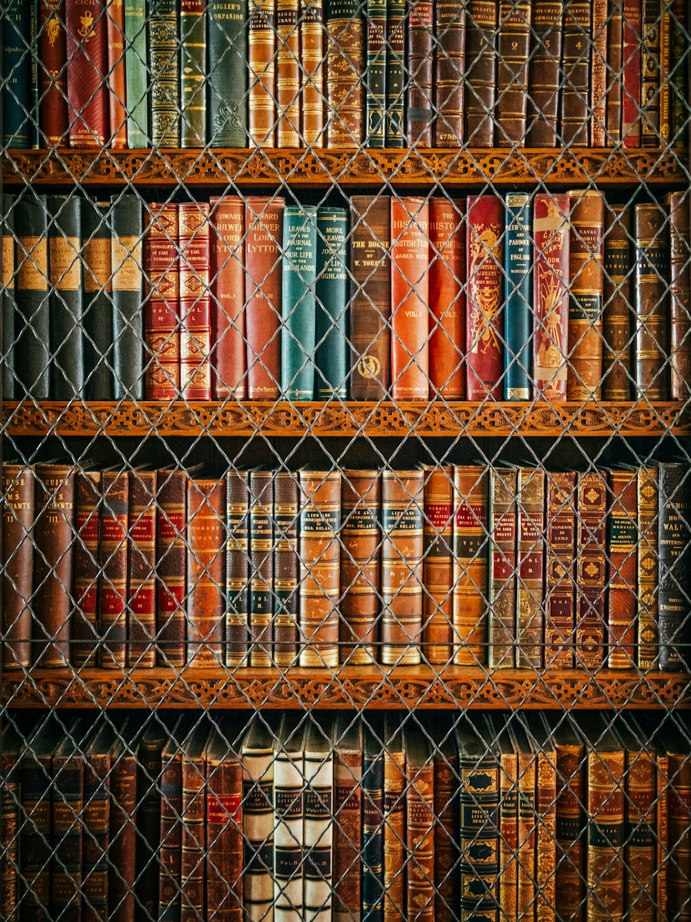 books on brown wooden shelf