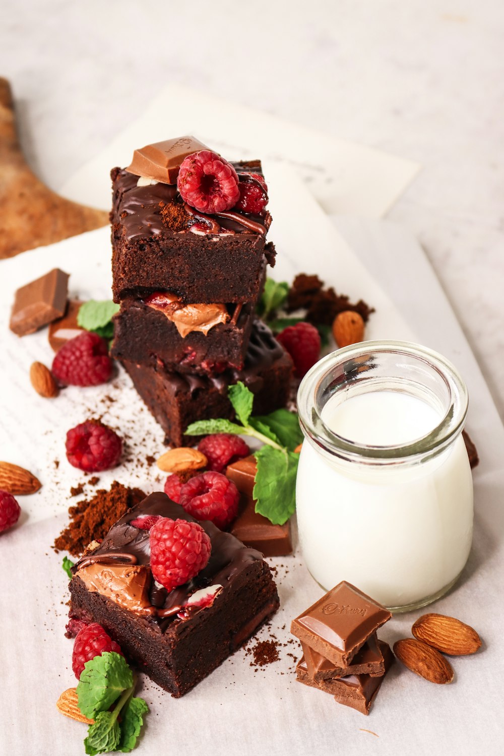 chocolate cake with strawberry on top