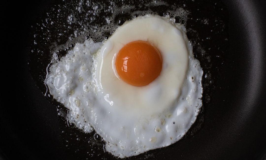sunny side up egg on white powder
