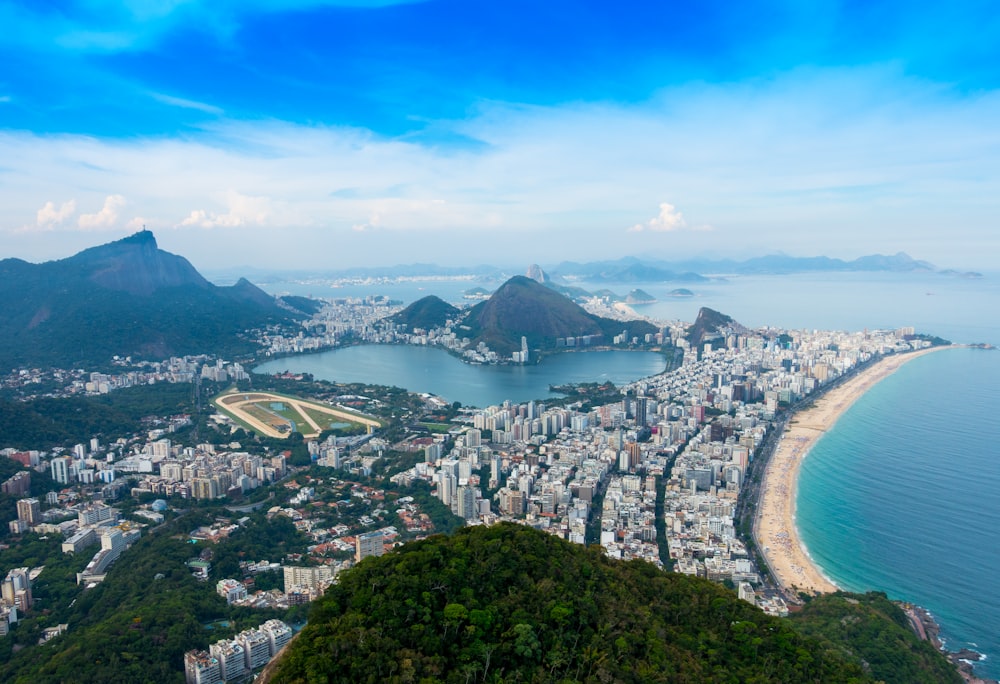 Vista aérea de los edificios de la ciudad y los árboles verdes durante el día