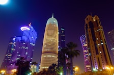 high rise building during night time